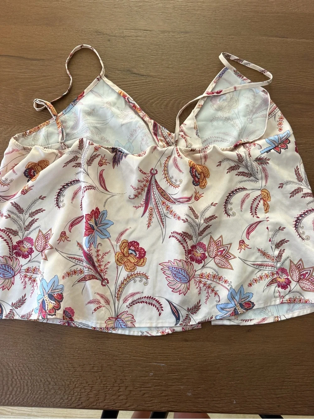 Primark Satin Pajama Set Women's Large Floral Paisley Button Tank & Pants 2 Pc